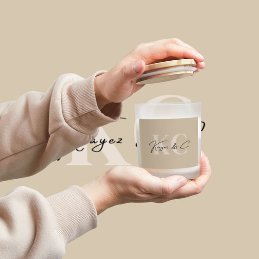 Krayez & Co.® 11oz Frosted Glass Candle w/Wooden Lid