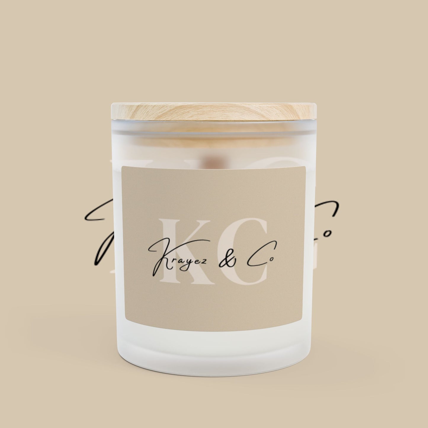 Krayez & Co.® 11oz Frosted Glass Candle w/Wooden Lid
